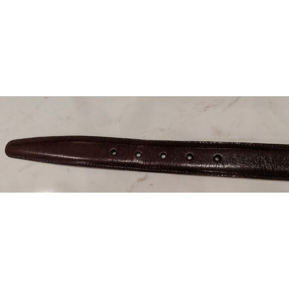 JOHNSTON & MURPHY Brown Analine Kipskin Shoulders Leather Belt Brass Buckle 36 - Picture 5 of 7